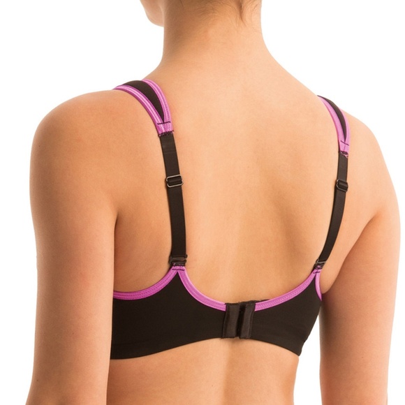 TRIUMPH - TRI-ACTION ENDURANCE HIGH IMPACT SPORTS BRA BLACK/PURPLE 18D (US 40D) - Picture 12 of 14